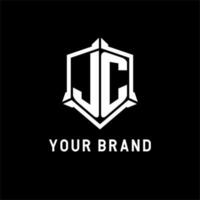 jc Logo Initiale mit Schild gestalten Design Stil vektor