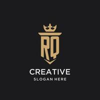 rq Monogramm mit mittelalterlich Stil, Luxus und elegant Initiale Logo Design vektor