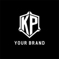 kp logotyp första med skydda form design stil vektor