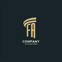 Fa Monogramm mit Säule Symbol Design, Luxus und modern legal Logo Design Ideen vektor