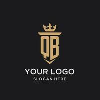 qb monogram med medeltida stil, lyx och elegant första logotyp design vektor