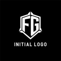 fg logotyp första med skydda form design stil vektor