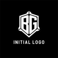 bg logotyp första med skydda form design stil vektor