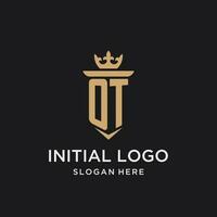 ot monogram med medeltida stil, lyx och elegant första logotyp design vektor