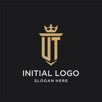 ut monogram med medeltida stil, lyx och elegant första logotyp design vektor