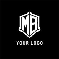 mb Logo Initiale mit Schild gestalten Design Stil vektor