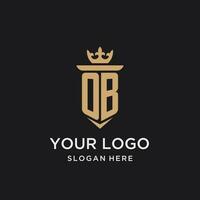 ob Monogramm mit mittelalterlich Stil, Luxus und elegant Initiale Logo Design vektor