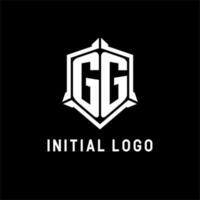 gg Logo Initiale mit Schild gestalten Design Stil vektor