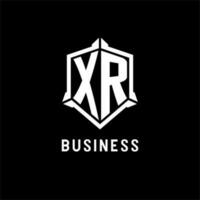 xr Logo Initiale mit Schild gestalten Design Stil vektor