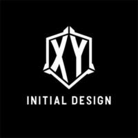 xy Logo Initiale mit Schild gestalten Design Stil vektor