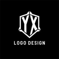 yx Logo Initiale mit Schild gestalten Design Stil vektor