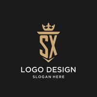 sx Monogramm mit mittelalterlich Stil, Luxus und elegant Initiale Logo Design vektor