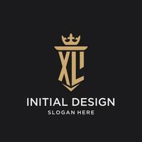 xl monogram med medeltida stil, lyx och elegant första logotyp design vektor