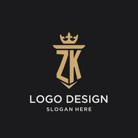 zk Monogramm mit mittelalterlich Stil, Luxus und elegant Initiale Logo Design vektor