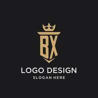 bx Monogramm mit mittelalterlich Stil, Luxus und elegant Initiale Logo Design vektor