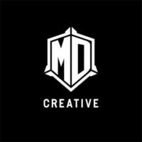 md Logo Initiale mit Schild gestalten Design Stil vektor