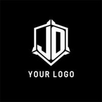 jo Logo Initiale mit Schild gestalten Design Stil vektor