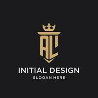 al Monogramm mit mittelalterlich Stil, Luxus und elegant Initiale Logo Design vektor