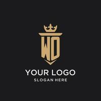 wo Monogramm mit mittelalterlich Stil, Luxus und elegant Initiale Logo Design vektor