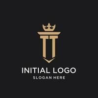 tt Monogramm mit mittelalterlich Stil, Luxus und elegant Initiale Logo Design vektor