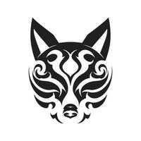 japanisch Kitsune Maske, Jahrgang Logo Linie Kunst Konzept schwarz und Weiß Farbe, Hand gezeichnet Illustration vektor