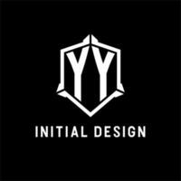 yy Logo Initiale mit Schild gestalten Design Stil vektor