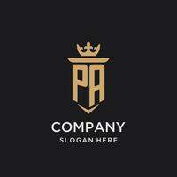 pa Monogramm mit mittelalterlich Stil, Luxus und elegant Initiale Logo Design vektor