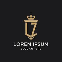 lz monogram med medeltida stil, lyx och elegant första logotyp design vektor