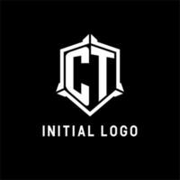 ct logotyp första med skydda form design stil vektor