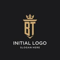 bt monogram med medeltida stil, lyx och elegant första logotyp design vektor