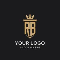 rb monogram med medeltida stil, lyx och elegant första logotyp design vektor