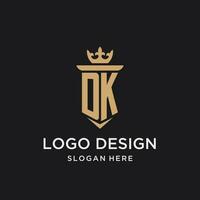 dk monogram med medeltida stil, lyx och elegant första logotyp design vektor