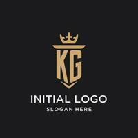 kg monogram med medeltida stil, lyx och elegant första logotyp design vektor