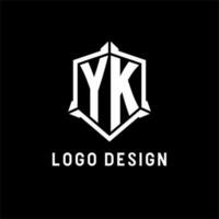 yk Logo Initiale mit Schild gestalten Design Stil vektor