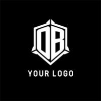ob Logo Initiale mit Schild gestalten Design Stil vektor