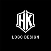 hk logotyp första med skydda form design stil vektor