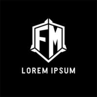 fm logotyp första med skydda form design stil vektor