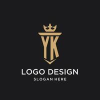 yk monogram med medeltida stil, lyx och elegant första logotyp design vektor