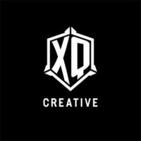 xq Logo Initiale mit Schild gestalten Design Stil vektor