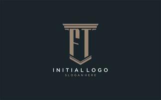 ft Initiale Logo mit Säule Stil, Luxus Gesetz Feste Logo Design Ideen vektor