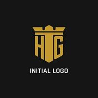 hg Initiale Logo mit Schild und Krone Stil vektor