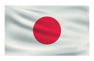realistisk nationell flagga av japan. nuvarande stat flagga tillverkad av tyg. vektor