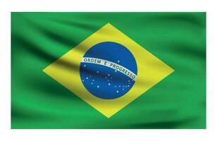 realistisch National Flagge von Brasilien. Strom Zustand Flagge gemacht von Stoff. vektor