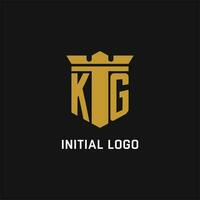 kg Initiale Logo mit Schild und Krone Stil vektor