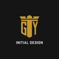 gy Initiale Logo mit Schild und Krone Stil vektor