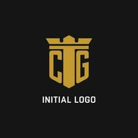 cg Initiale Logo mit Schild und Krone Stil vektor
