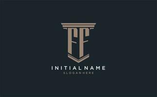 ff Initiale Logo mit Säule Stil, Luxus Gesetz Feste Logo Design Ideen vektor