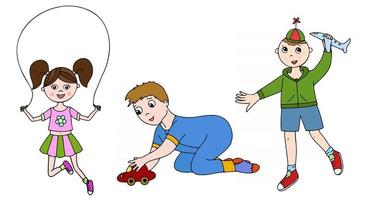 Vektorillustration von Kindern mit Spielzeug vektor