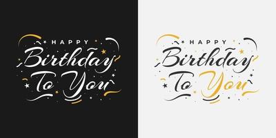 Grattis på födelsedagskort eller banderoll Grattis på födelsedagen text bokstäver kalligrafi med ornament vacker hälsning affisch med kalligrafi vektor