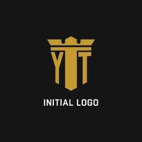 yt Initiale Logo mit Schild und Krone Stil vektor